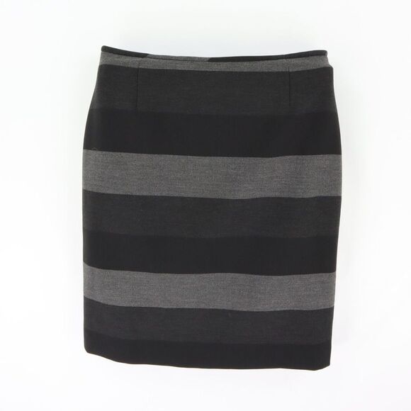 Tahari Pencil Skirt Womens Size 8 Black Gray Striped Polyester Lined Zip Closure - Picture 1 of 7